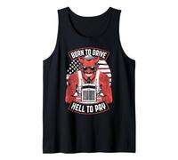 Trucker Born to Drive Devil Truck Driver Big Rig Drapeau USA Débardeur