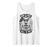Trucker Born to Drive Devil Truck Driver Big Rig Drapeau USA Débardeur