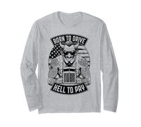 Trucker Born to Drive Devil Truck Driver Big Rig Drapeau USA Manche Longue