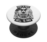 Trucker Born to Drive Devil Truck Driver Big Rig Drapeau USA PopSockets PopGrip Adhésif