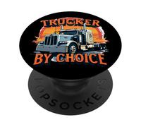 Trucker by Choice Scène d'art de Route Semi-Camion Coucher de Soleil PopSockets PopGrip Adhésif