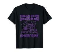 Trucker By Day Superstar By Night Neon Truck Design T-Shirt