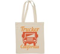 Trucker California Truck Logo Driver mechanic Old Cars Sac fourre-tout en coton naturel Blanc