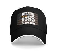 Trucker Cap Because I'm The Boss That's Why Black Base-Ball Capuchon Réglable Chapeau Soleil Unisexe Casquettes De Baseball pour Cadeau Outdoor Voyages