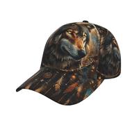 Trucker Cap Dream Catcher Wolf Feathers Native American Brown Base-Ball Capuchon Anti-UV Chapeau Sports Léger Casquette Baseball pour Cadeau Golf Voyages