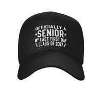 Trucker Cap Officially A Senior Class of 2027 My Last First Day First Day4516 Black Baseball Casquettes Unisexe Base-Ball Capuchon Tendance Casquette Baseball pour Cadeau Course À Pied Golf