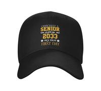 Trucker Cap Officially A Senior Class of 2033 My Last First Day First Day1034 Black Casquette Baseball Réglable Base-Ball Capuchon Unisexe Casquettes De Baseball pour Voyages Course À Pied Golf