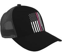 Trucker Cap Pink Lines Under The American Flag Chapeau Soleil Tendance Base-Ball Capuchon Anti-UV Chapeau Sports pour Cadeau Outdoor Voyages