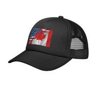 Trucker Cap USA American and Canada Canadian Flags Base-Ball Capuchon Anti-UV Casquettes De Baseball Tendance Chapeau Soleil pour Course À Pied Cadeau Outdoor
