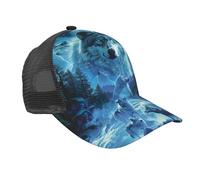 Trucker Cap Wolf Full Nature Moon Forests Mysterious Blue Casquette Baseball Tendance Casquettes De Baseball Anti-UV Base-Ball Capuchon pour Cadeau Voyages Course À Pied