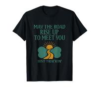 Trucker Driver Runique Road Rise Sun Graphic en or émeraude T-Shirt