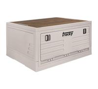 Trucky Coffret de Rangement, 35 L, 47 x 35 x 24 cm Boîte Camping Caisse Pliante avec Couvercle Beige