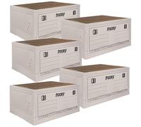 Trucky Coffret de Rangement Ensemble de 5, 35 L, 47 x 35 x 24 cm Boîte Camping Caisse Pliante avec Couvercle Beige