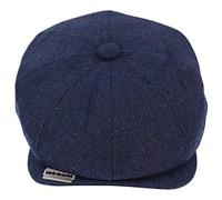 TruClothing Béret Homme Tweed Style Newsboy British Gentleman avec Rasoir Casquette Plate Grand père Ã 8 Quartiers Bleu Marine L