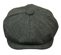 TruClothing Béret Homme Tweed Style Newsboy British Gentleman Casquette Plate Grand père Ã 8 Quartiers Vert Olive L