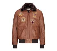 TruClothing Blouson Bomber pour Homme en Cuir véritable Style aviateur Air Force Vieilli - Marron Chaud 3XL