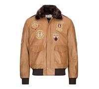 TruClothing Blouson Bomber pour Homme en Cuir véritable Style aviateur Air Force Vieilli - Marron L