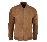 TruClothing Blouson Bomber pour Homme en Daim véritable Style décontracté université Vintage Tendance décontracté - Marron 4XL