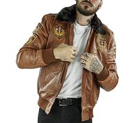 TruClothing Blouson pour Homme Style aviateur Bomber Pilote Style Vintage Cuir Vieilli véritable - Marron Chaud XL