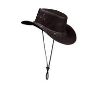 TruClothing Chapeau Unisexe Style Western Cowboy Australien Outback Cheval Classique Cuir véritable - Marron S