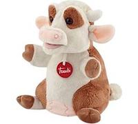 marionnette à main Vache 24 cm en peluche marron/blanc