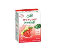 True Citrus True Lemon Strawberry Limonade - Lot de 30 paquets de mélanges à boissons à faible teneur en calories pour eau, mélanges et saveurs en poudre, paquets de boissons individuels avec stévia