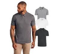 True Classic Polo Classique à Manches Courtes pour Hommes, Pack de 3 - Carbone, Gris Chiné, Blanc, S