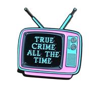 True Crime All The Time TV Set Murder Serial Killer Mystery Thriller TV Show Fiction Watch Lover Badge en émail 3,2 cm, 1.25 Inches, Émail, émail