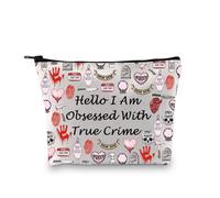True Crime Lover Gift Serial Killer Gift Hello I Am Obsessed with True Crime Trousse de maquillage pour True Crime Junkie, True Crime UE, Trousse à cosmétiques avec impression