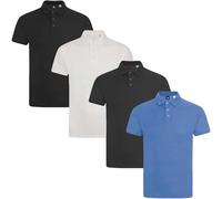 True Face Lot de 4 Polos en Piqué pour Hommes avec Poche, Col Montant, Boutons, Coupe Classique, XL
