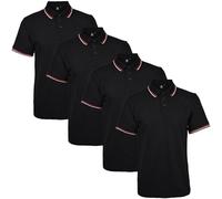 True Face Lot de 4 Polos en Piqué pour Hommes avec Poche, Col Montant, Boutons, Coupe Classique, XL