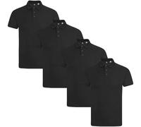 True Face Lot de 4 T-shirts Polos en Pique avec Poche, Col à Boutons, Coupe Classique pour Homme, L