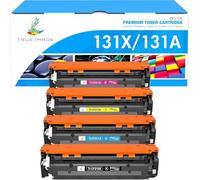 True Image Lot de 4 Cartouches de Toner de Rechange pour HP 131X CF210X 131A CF210A 128A CE320A 125A Laserjet Pro 200 Color MFP M276n M276nw M251nw M251n (Noir, Cyan, Jaune, Magenta)