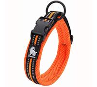 TRUE LOVE Collier de Chien Réfléchissant Réglable Nylon Solide Confort rembourré Colliers Pet Classic TLC5011(Orange,3XL)