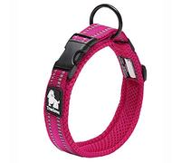 TRUE LOVE Collier de Chien Réfléchissant Réglable Nylon Solide Confort rembourré Colliers Pet Classic TLC5011(Fuchsia,XL)