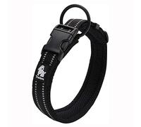 TRUE LOVE Collier de Chien Réfléchissant Réglable Nylon Solide Confort rembourré Colliers Pet Classic TLC5011(Noir,XL)