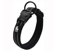 True Love Collier de Chien Réfléchissant Réglable Nylon Solide Confort rembourré Colliers Pet Classic TLC5011(Noir,3XL)
