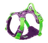 TRUE LOVE Harnais pour Chien en Nylon Souple Réfléchissant Réglable sans Traction pour Petit Grand Animal de Compagnie TLH5653(XL, Camouflage Violet)