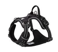 TRUE LOVE Harnais pour Chien No Pull Nylon Souple Réfléchissant Réglable pour Petit Grand Animal Domestique TLH56512(XL, Noir)