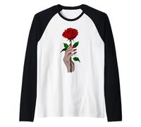 True Love Roses Rouges Rosas Vintage Retro Esthétique Art Manche Raglan