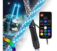 True Mods Lot de 2 fouets lumineux à LED RVB pour VUTT ATV [télécommande sans fil RF] Drapeau étanche avec éclairage LED pour RZR Can-Am Polaris SxS 4x4 Quad Dune Buggy 4 roues Accessoires