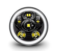 True Mods Phare LED rond pour Harley Davidson 14,6 cm [finition noire] [halo DRL] [conforme DOT] Phare de moto rond LED pour Dyna Street Bob Super Wide Glide Low Rider Night Rod Train Softail