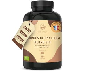 TRUE NATURE Psyllium Blond BIO | 4.500mg par jour - 360 Gélules pour 2 mois