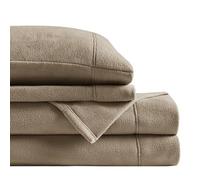 True North by Sleep Philosophy SHET20-532 Parure de lit Confortable en Micro Polaire, Chaud et Doux avec Poche Profonde de 35,6 cm, taie d'oreiller Assortie, Grand lit, Marron 4 pièces