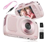 True QS-US-K200-PP-N4-A-2508 Appareil photo numérique 4K avec mode beauté, caméra de vlogging 64 MP pour débutants, zoom 16x, anti-secousses et autofocus, carte 32 Go, appareils photo portables ultra