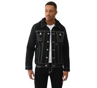 True Religion Jesse Trucker Veste à capuche en jean pour homme, Black Rinse, M