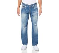 True Religion Men's Ricky SN Flap 1/2" Rope Stitch Logo, Itonda Medium Wash Rips