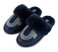 True Religion Pantoufles pour femmes, cadeaux pour femmes, pantoufles confortables pour femme, denim, Large