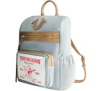 True Religion Sac à dos Bouddha Patch Bag avec logo fer à cheval et poche zippée Sac de voyage Denim