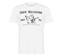 True Religion Short Sleeve Metallic Buddha Tee T-Shirt, Blanc/Noir, L Homme